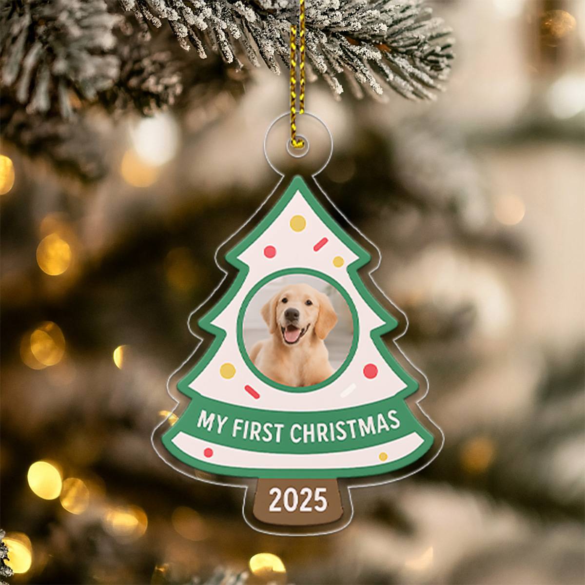 Custom Photo Pet My First Christmas Ornament – Personalized Dog or Cat Keepsake – New Pet Holiday Gift Tree Decoration