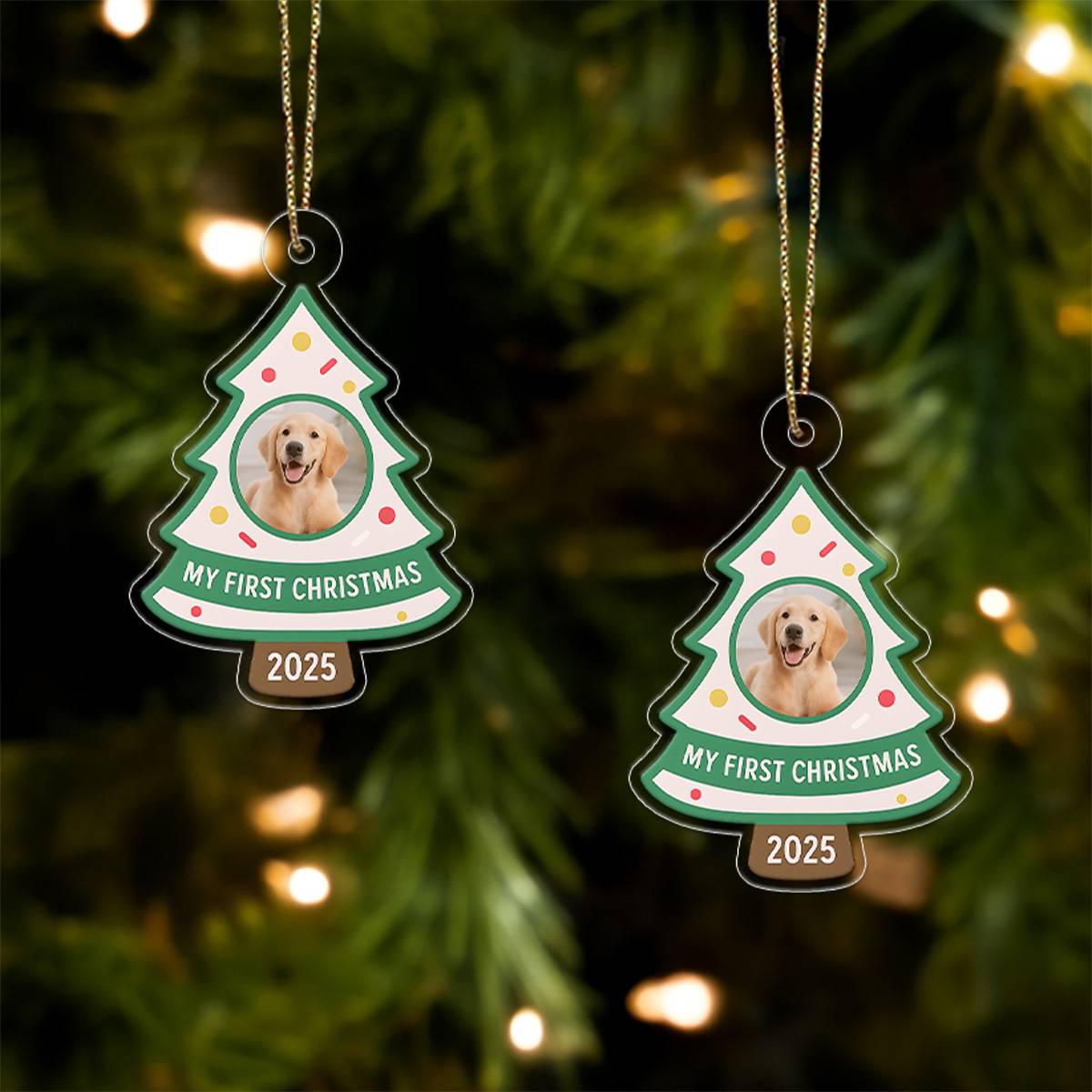 Custom Photo Pet My First Christmas Ornament – Personalized Dog or Cat Keepsake – New Pet Holiday Gift Tree Decoration