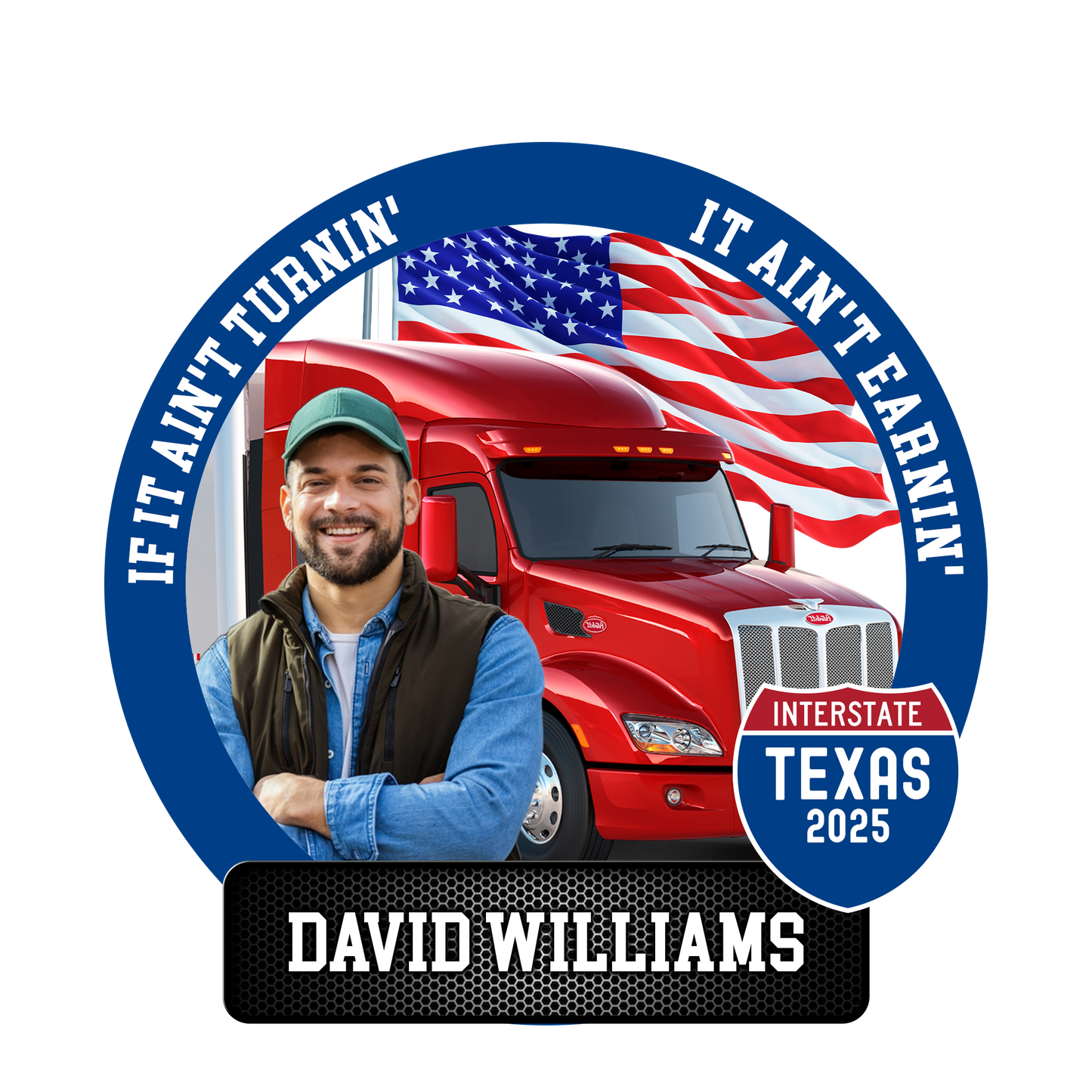 Custom Photo Trucker America Flag