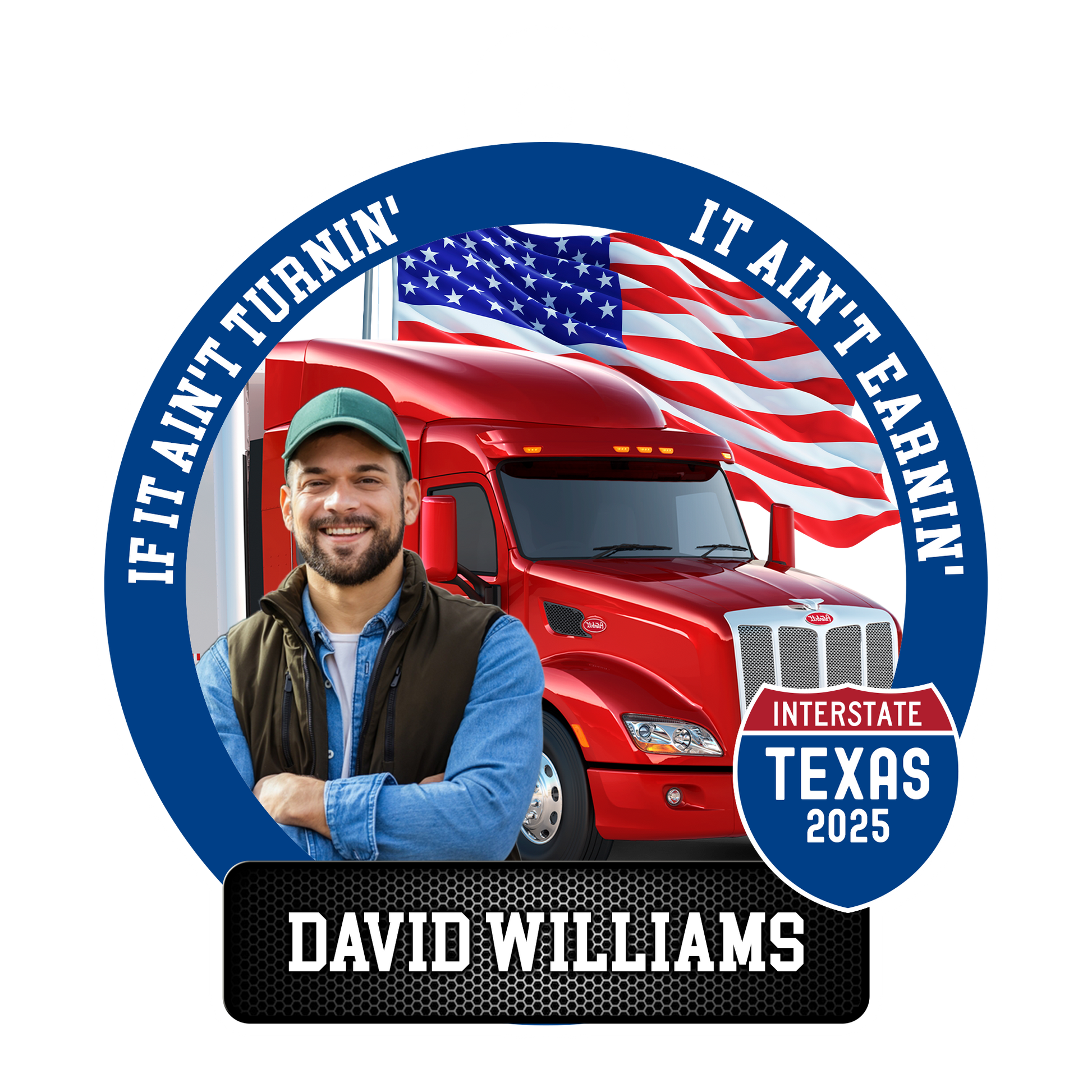 Custom Photo Trucker America Flag