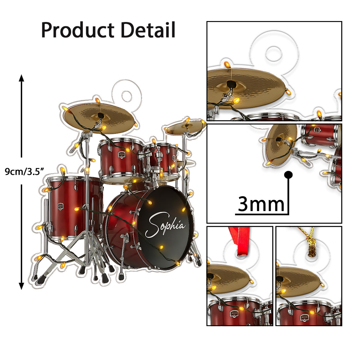 Cutsom Name Drum Set For Music Lover Acrylic Ornament Christmas Gift