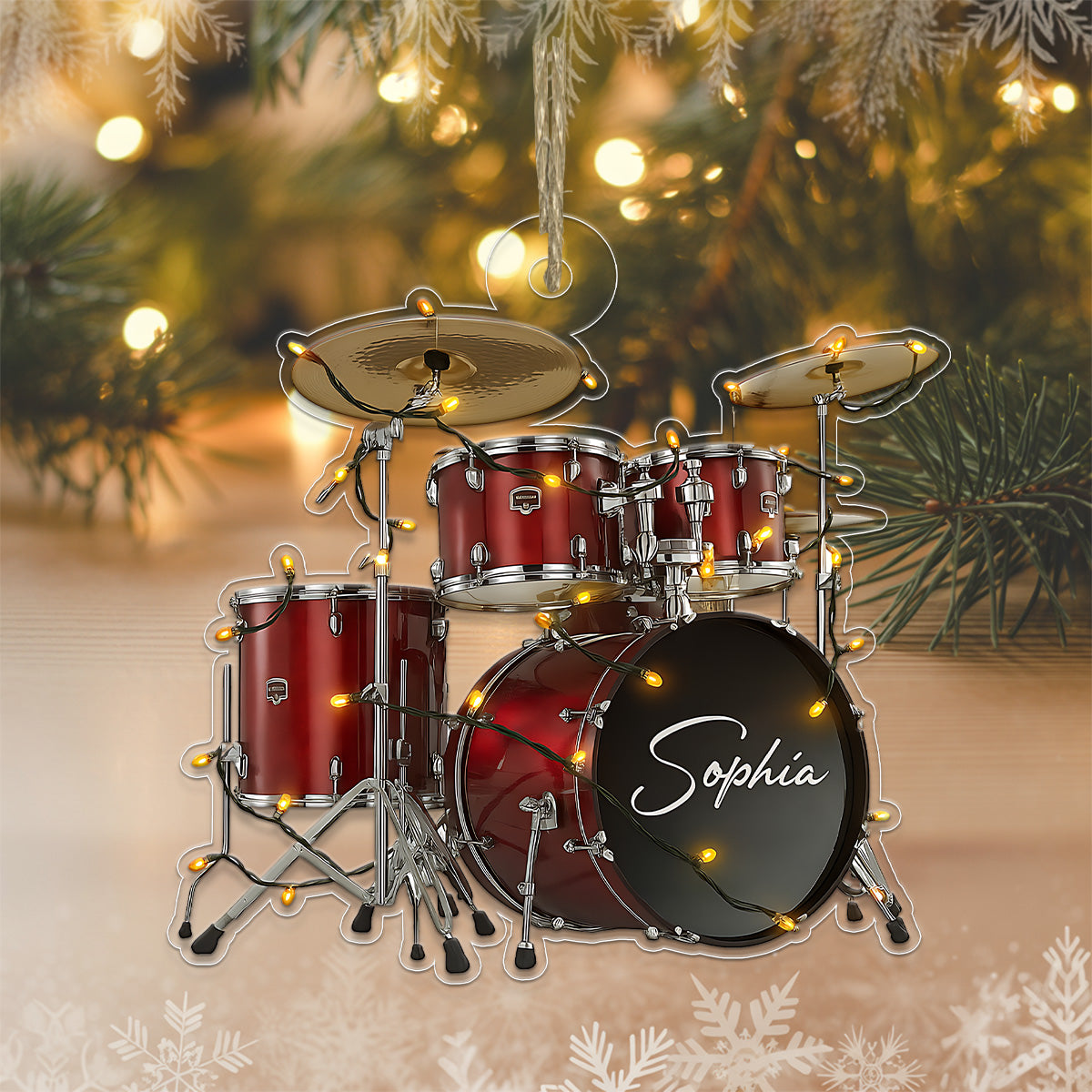 Cutsom Name Drum Set For Music Lover Acrylic Ornament Christmas Gift