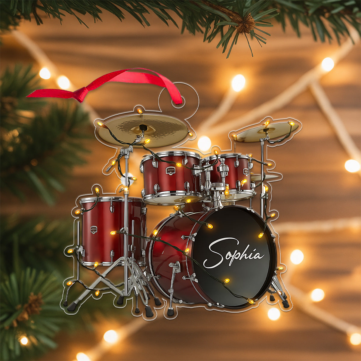 Cutsom Name Drum Set For Music Lover Acrylic Ornament Christmas Gift