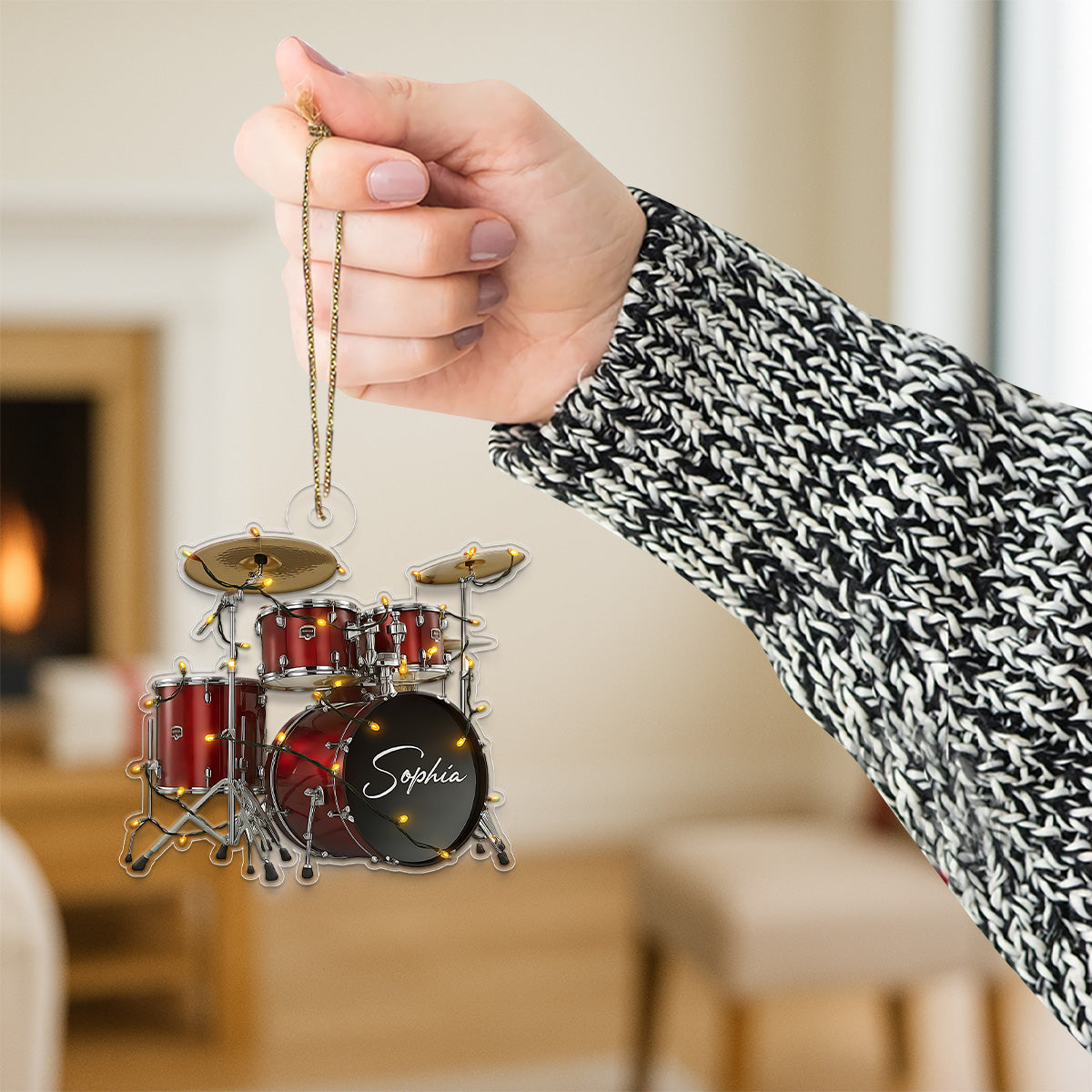 Cutsom Name Drum Set For Music Lover Acrylic Ornament Christmas Gift
