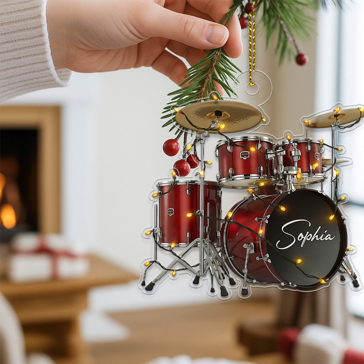 Cutsom Name Drum Set For Music Lover Acrylic Ornament Christmas Gift