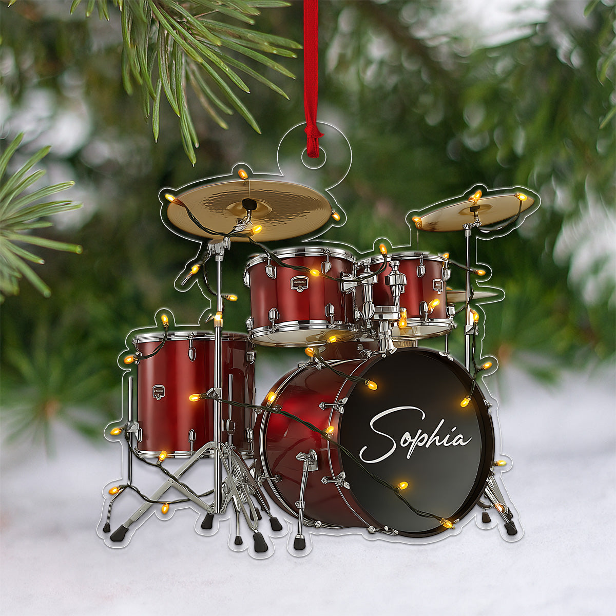 Cutsom Name Drum Set For Music Lover Acrylic Ornament Christmas Gift
