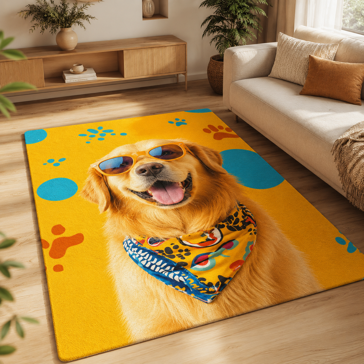 Custom Photo Watercolor Dog Area Rug | Gift For Dog Lovers