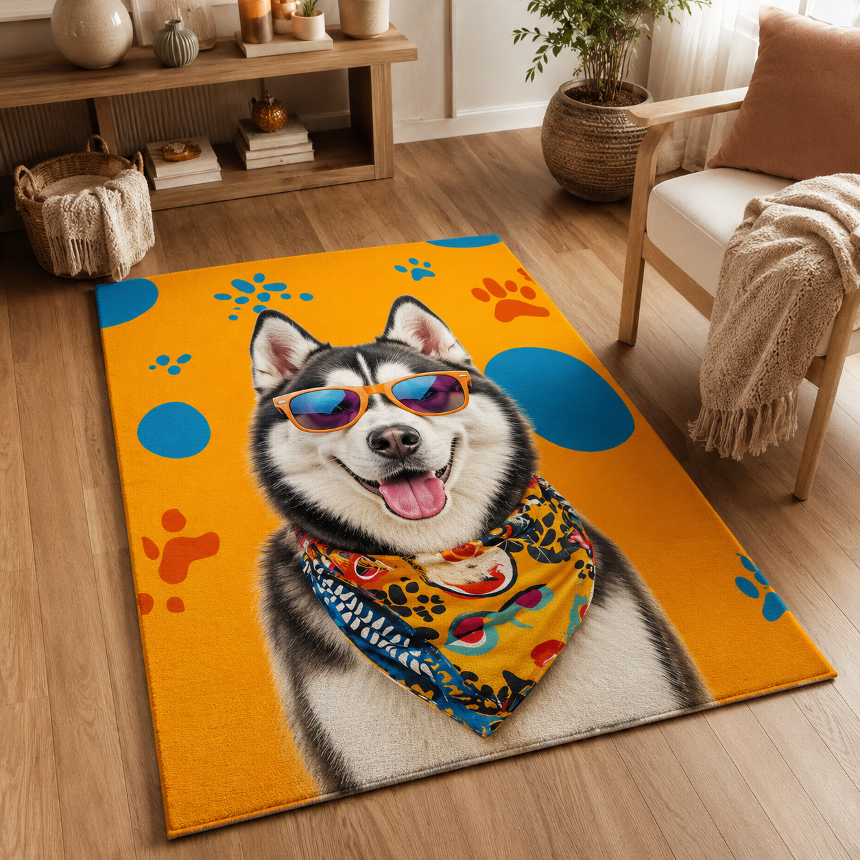 Custom Photo Watercolor Dog Area Rug | Gift For Dog Lovers