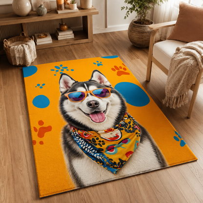 Custom Photo Watercolor Dog Area Rug | Gift For Dog Lovers