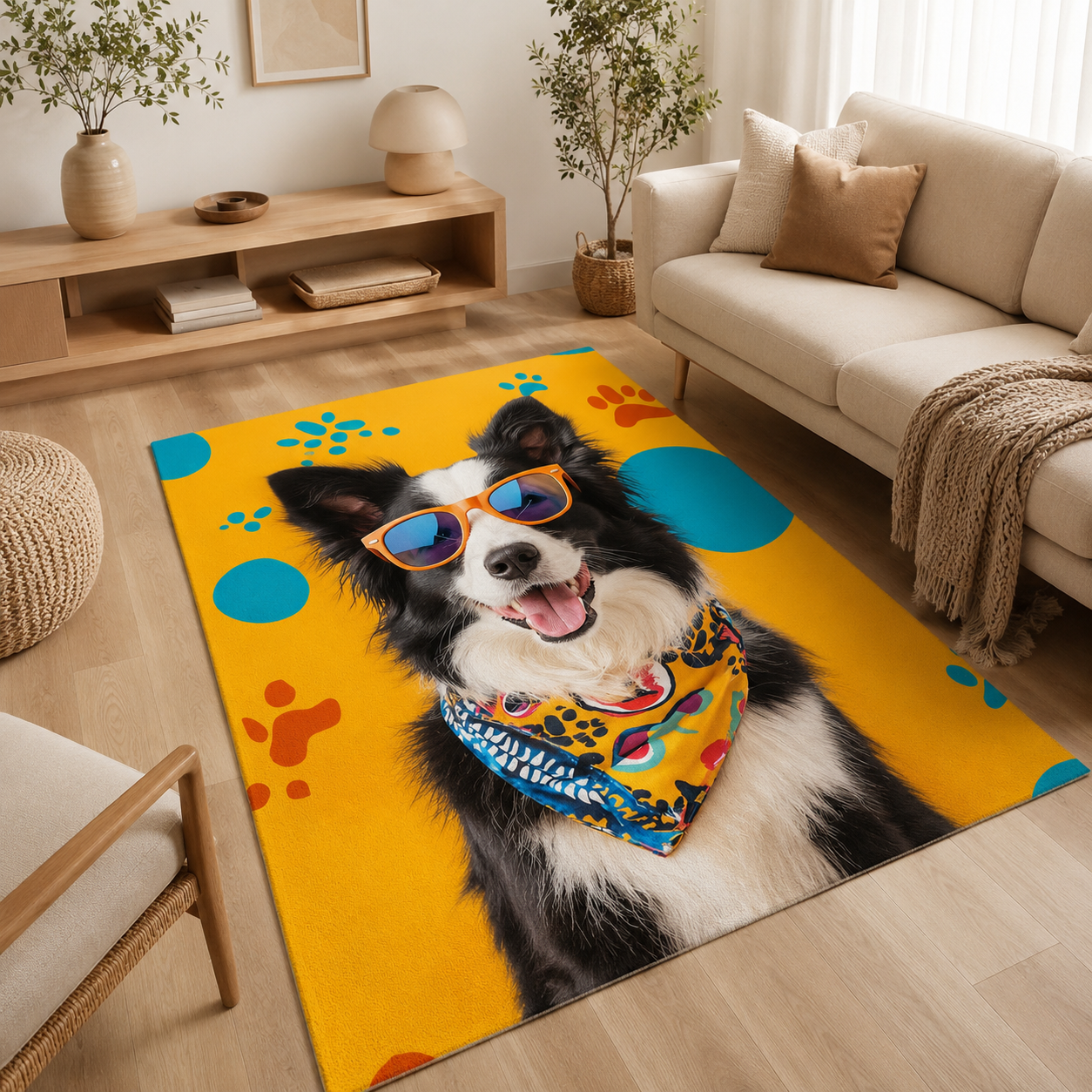 Custom Photo Watercolor Dog Area Rug | Gift For Dog Lovers