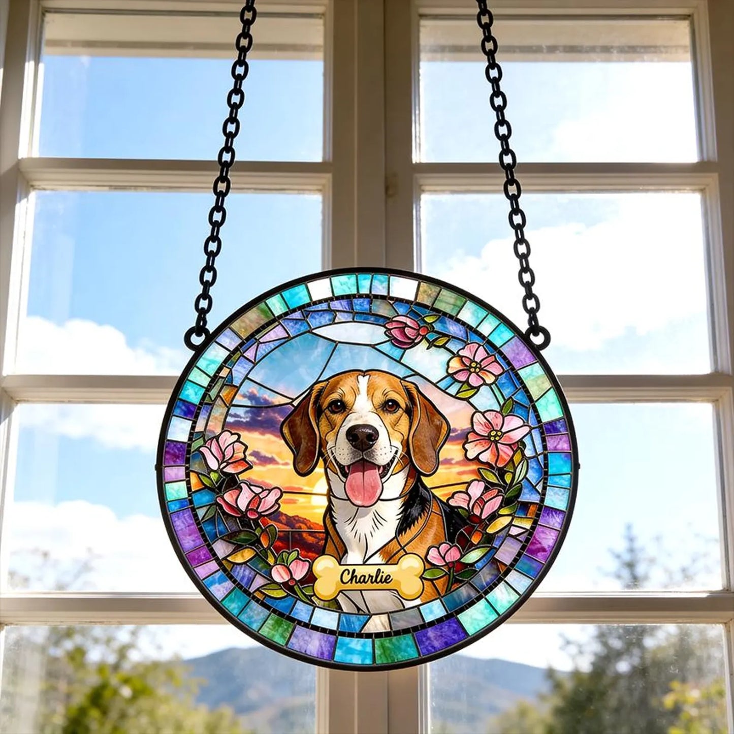 Custom Photo Dog Lover Glass Suncatcher Gift – Personalized Pet Dog Lover Gift