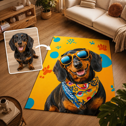 Custom Photo Watercolor Dog Area Rug | Gift For Dog Lovers