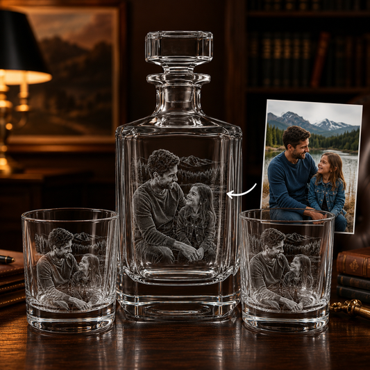 Custom Photo Dad Whiskey Decanter Set | Gift For Dad | Father's Day Gifts