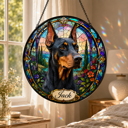 Custom Photo Dog Stained Glass Suncatcher – Custom Dog Lover Gifts | Gift For Dog Lover
