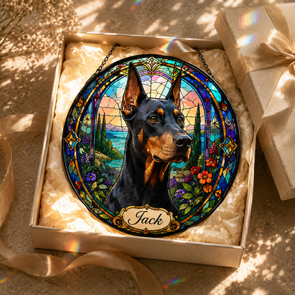 Custom Photo Dog Stained Glass Suncatcher – Custom Dog Lover Gifts | Gift For Dog Lover