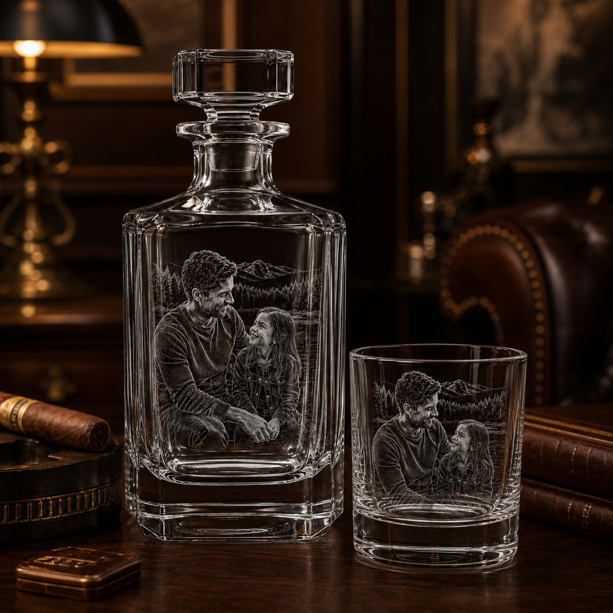 Custom Photo Dad Whiskey Decanter Set | Gift For Dad | Father's Day Gifts