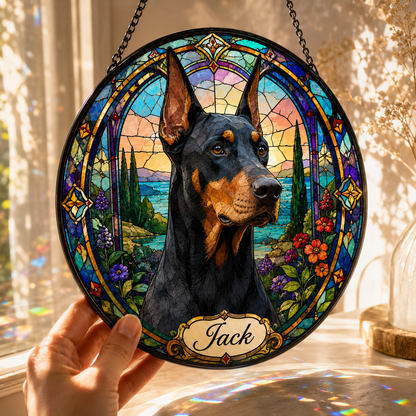 Custom Photo Dog Stained Glass Suncatcher – Custom Dog Lover Gifts | Gift For Dog Lover