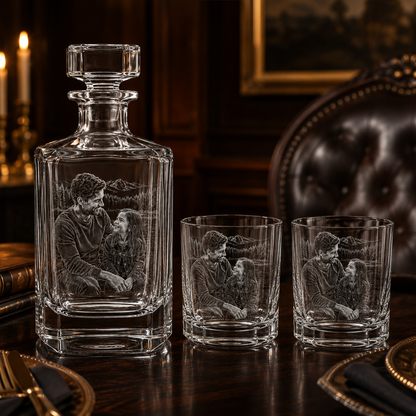 Custom Photo Dad Whiskey Decanter Set | Gift For Dad | Father's Day Gifts