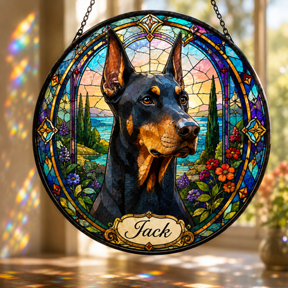 Custom Photo Dog Stained Glass Suncatcher – Custom Dog Lover Gifts | Gift For Dog Lover