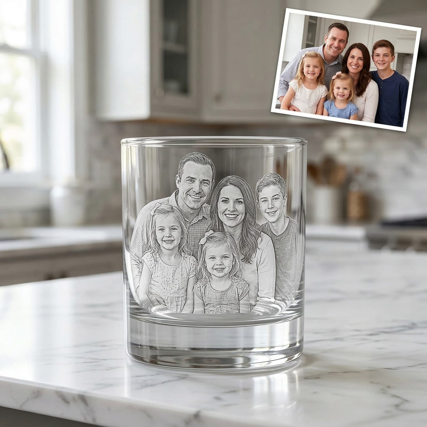 Custom Dad Whiskey Glass | Engraved Photo Dad Portrait Gift | Father's Day Gifs | Gift For Dad