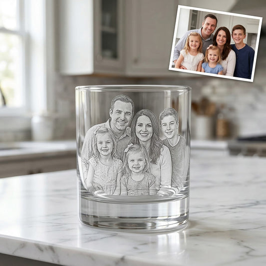 Custom Dad Whiskey Glass | Engraved Photo Dad Portrait Gift | Father's Day Gifs | Gift For Dad