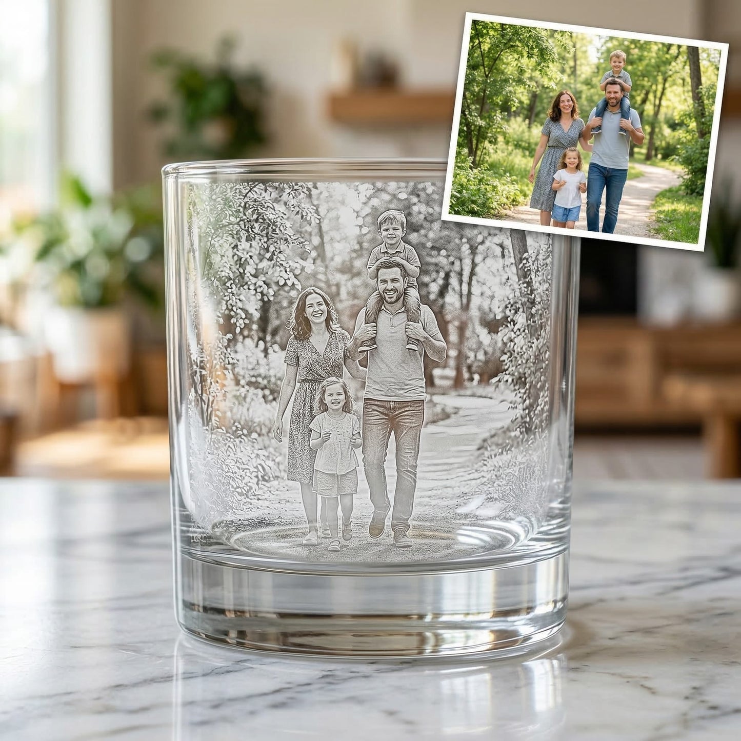 Custom Dad Whiskey Glass | Engraved Photo Dad Portrait Gift | Father's Day Gifs | Gift For Dad