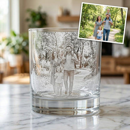Custom Dad Whiskey Glass | Engraved Photo Dad Portrait Gift | Father's Day Gifs | Gift For Dad