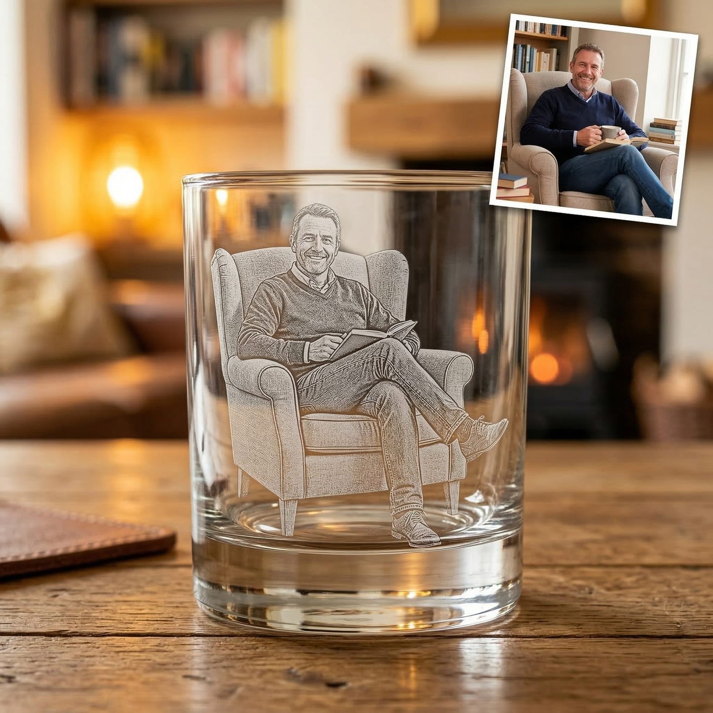 Custom Photo Father's Day Gift For Dad Whiskey Glass | Engraved Photo Dad Portrait Gift | Father's Day Gifs | Gift For Dad