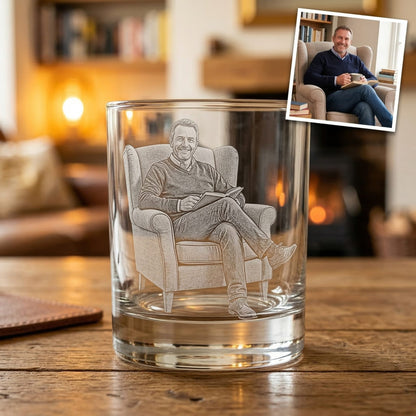 Custom Photo Father's Day Gift For Dad Whiskey Glass | Engraved Photo Dad Portrait Gift | Father's Day Gifs | Gift For Dad