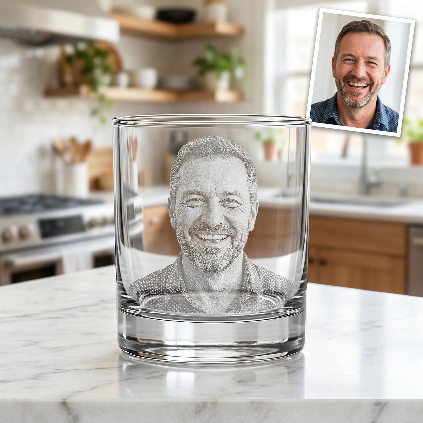 Custom Photo Father's Day Gift For Dad Whiskey Glass | Engraved Photo Dad Portrait Gift | Father's Day Gifs | Gift For Dad