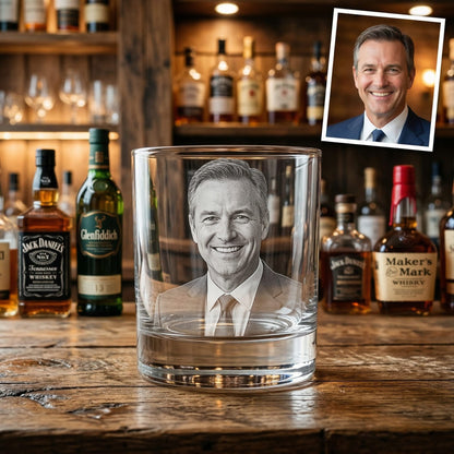 Custom Photo Gift For Dad Whiskey Glass | Engraved Photo Dad Portrait Gift | Father's Day Gifs | Gift For Dad