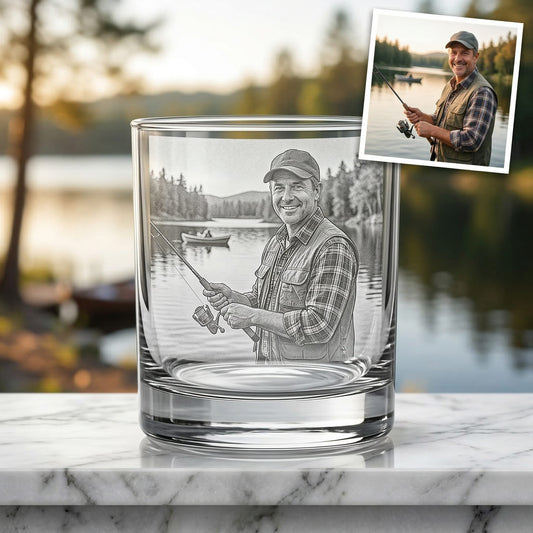 Custom Photo Gift For Dad Whiskey Glass | Engraved Photo Dad Portrait Gift | Father's Day Gifs | Gift For Dad