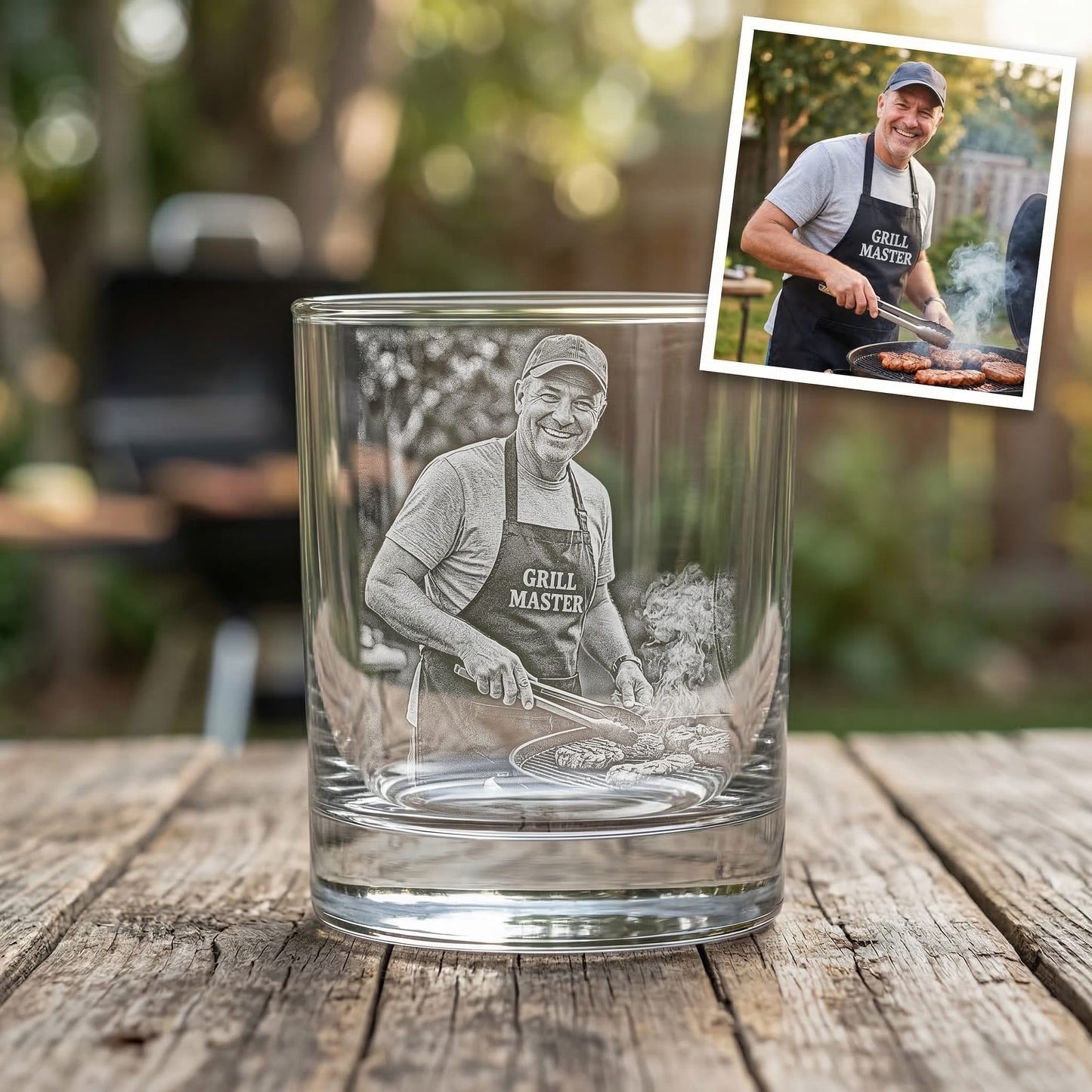 Custom Photo Gift For Dad Whiskey Glass | Engraved Photo Dad Portrait Gift | Father's Day Gifs | Gift For Dad