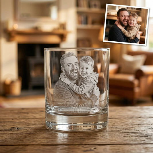 Custom Photo Gift For Dad Whiskey Glass | Photo Dad Portrait Gift | Father's Day Gifs | Gift For Dad
