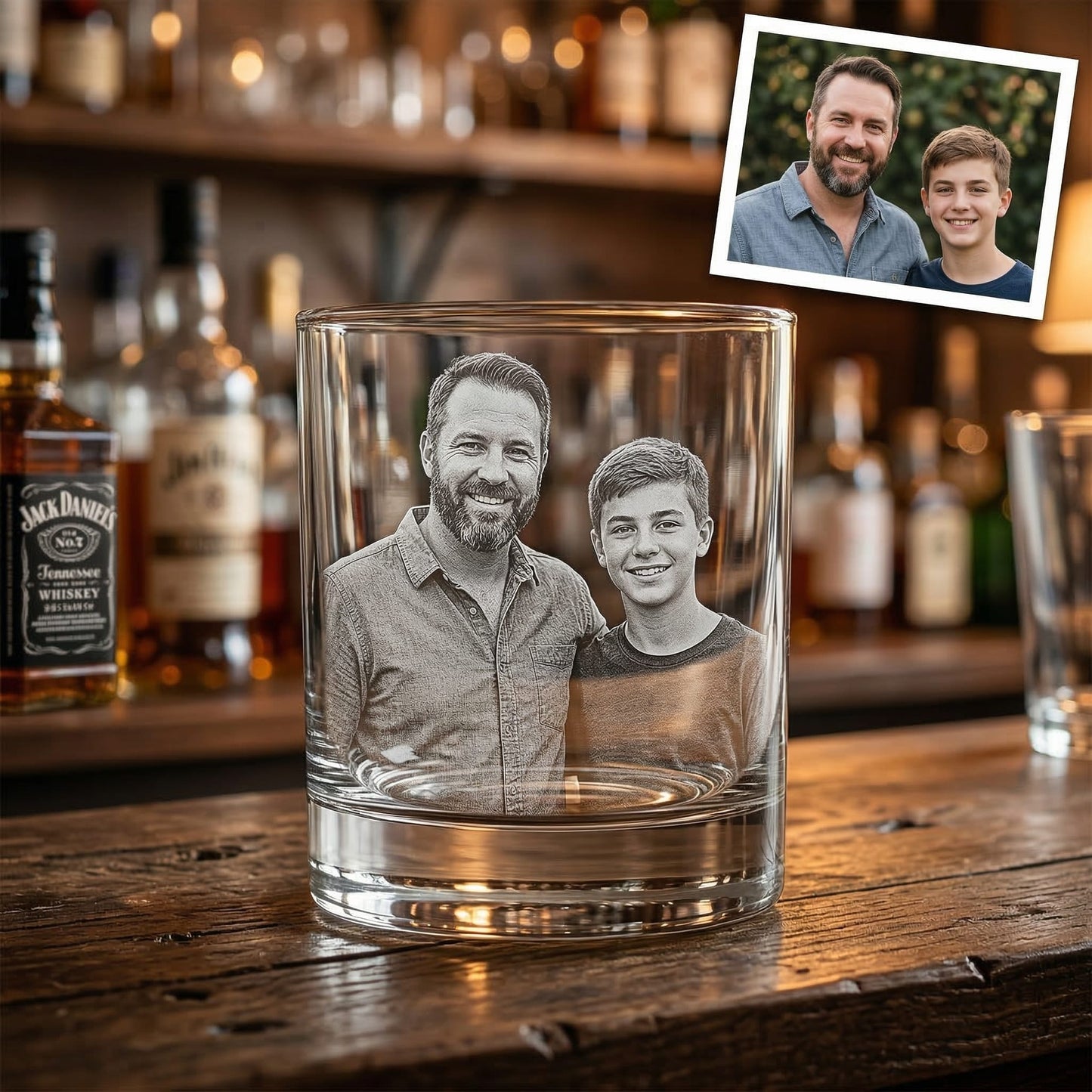 Custom Photo Gift For Dad Whiskey Glass | Photo Dad Portrait Gift | Father's Day Gifs | Gift For Dad