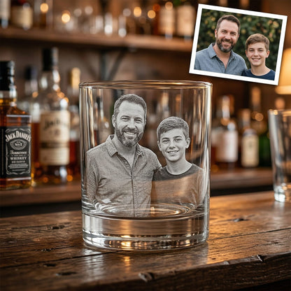 Custom Photo Gift For Dad Whiskey Glass | Photo Dad Portrait Gift | Father's Day Gifs | Gift For Dad