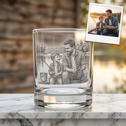 Custom Photo Gift For Dad Whiskey Glass | Photo Dad Portrait Gift | Father's Day Gifs | Gift For Dad