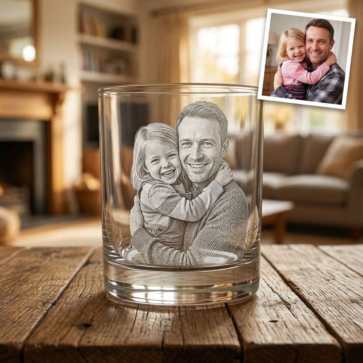 Custom Photo Dad Whiskey Glass | Photo Dad Portrait Gift | Father's Day Gifs | Gift For Dad