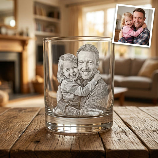 Custom Photo Dad Whiskey Glass | Photo Dad Portrait Gift | Father's Day Gifs | Gift For Dad