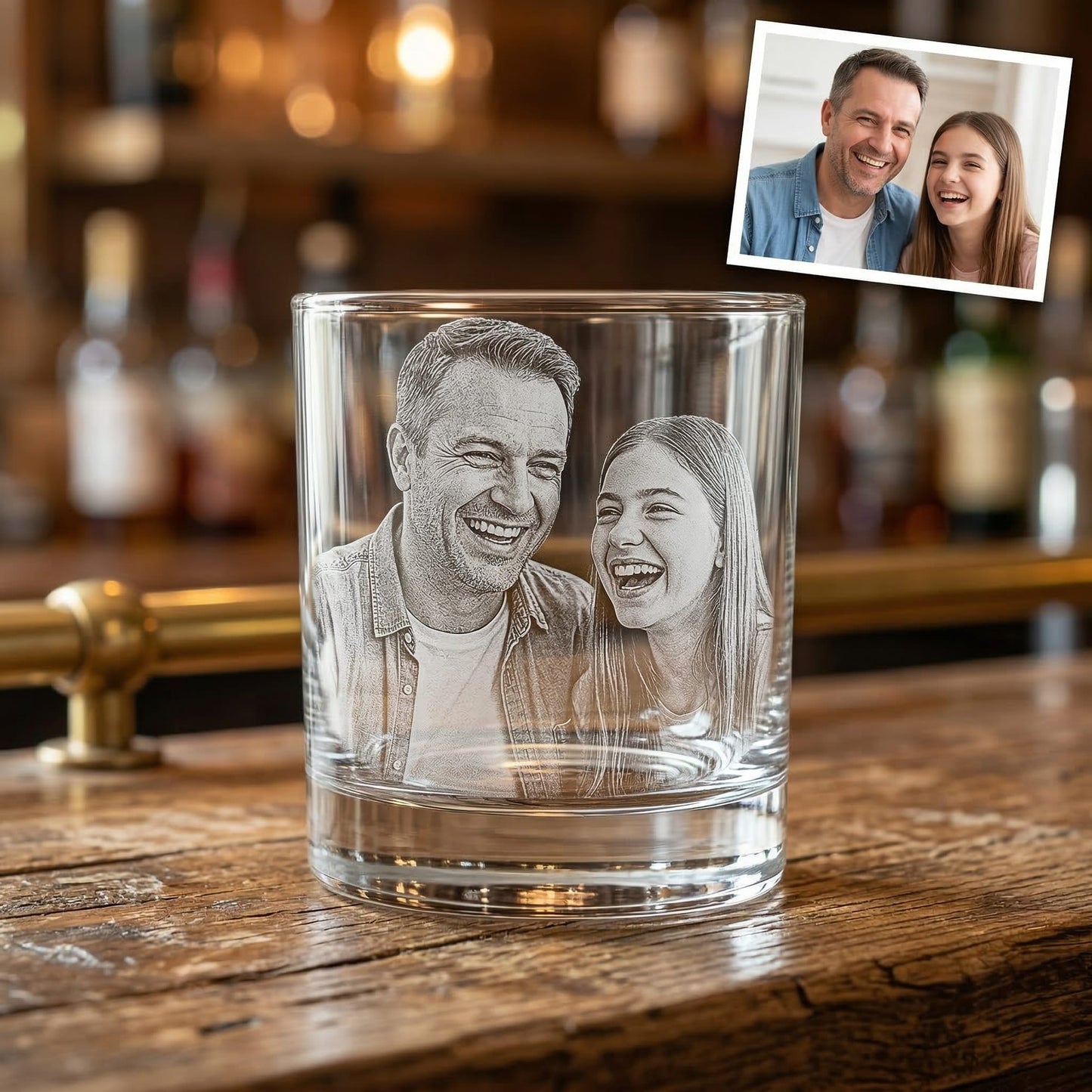 Custom Photo Dad Whiskey Glass | Photo Dad Portrait Gift | Father's Day Gifs | Gift For Dad