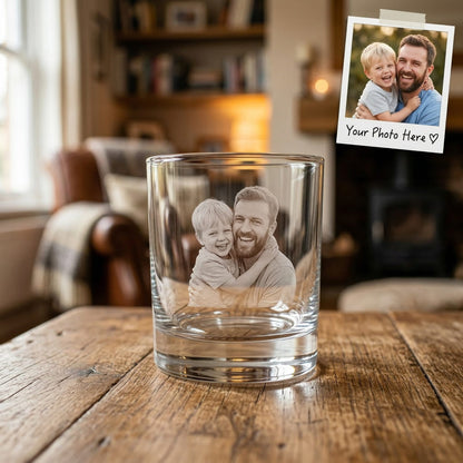 Custom Dad Portrait Whiskey Glass | Engraved Photo Dad Portrait Gift | Father's Day Gifs | Gift For Dad
