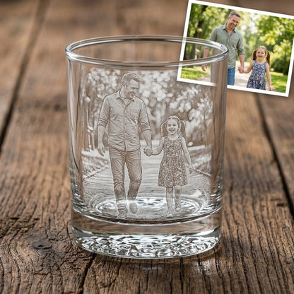 Custom Photo Dad Whiskey Glass | Photo Dad Portrait Gift | Father's Day Gifs | Gift For Dad
