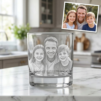 Custom Photo Dad Whiskey Glass | Photo Dad Portrait Gift | Father's Day Gifs | Gift For Dad