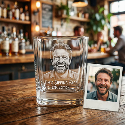 Custom Photo Dad Whiskey Glass | Photo Dad Portrait Gift | Father's Day Gifs | Gift For Father
