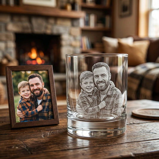 Custom Photo Dad Whiskey Glass | Photo Dad Portrait Gift | Father's Day Gifs | Gift For Father