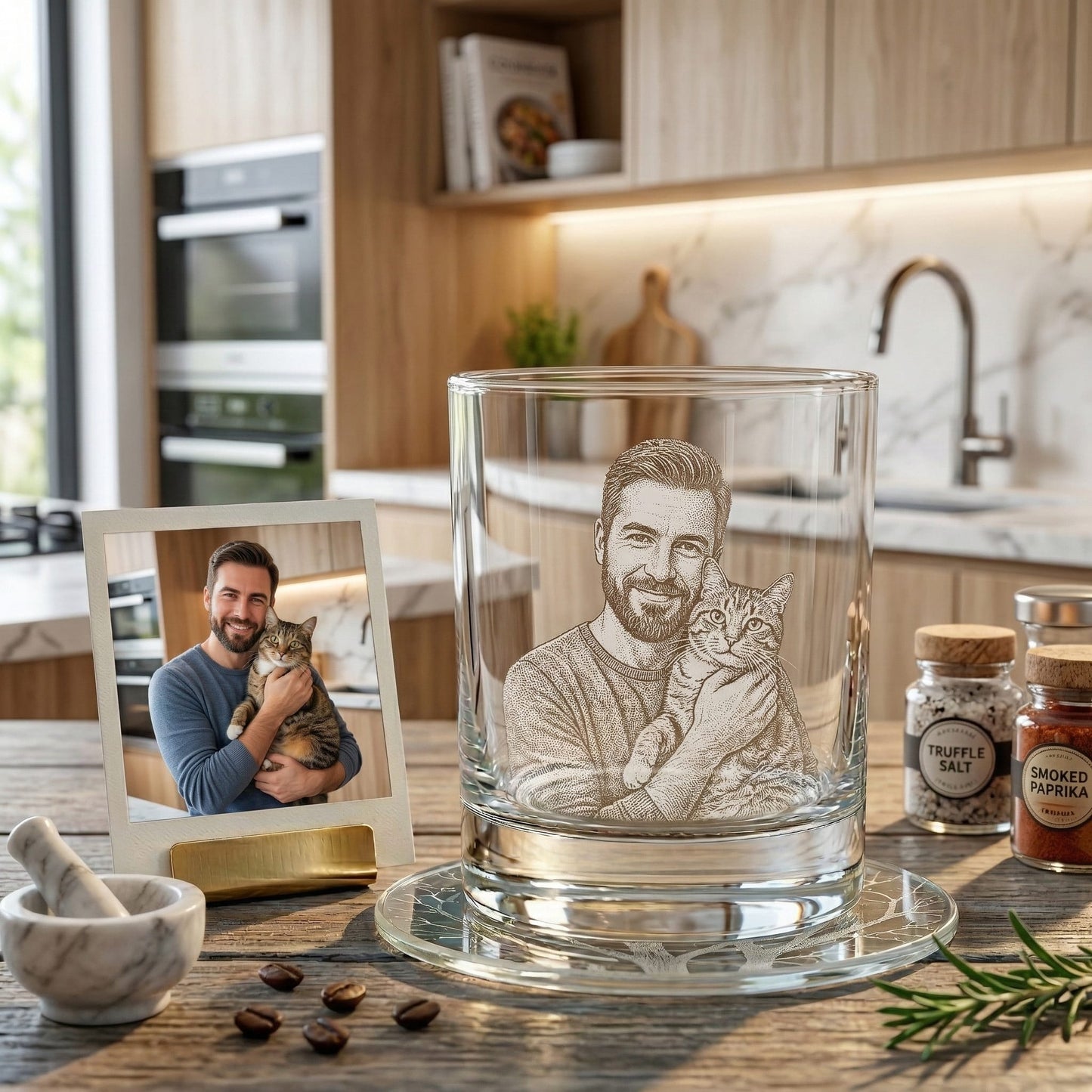 Custom Photo Dad Whiskey Glass | Photo Dad Portrait Gift | Father's Day Gifs | Gift For Father
