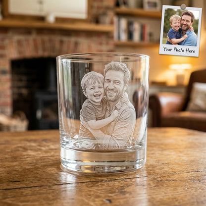 Custom Dad Portrait Whiskey Glass | Engraved Photo Dad Portrait Gift | Father's Day Gifs | Gift For Dad