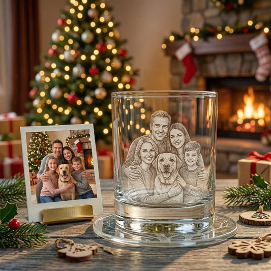 Custom Photo Dad Whiskey Glass | Photo Dad Portrait Gift | Father's Day Gifs | Gift For Father