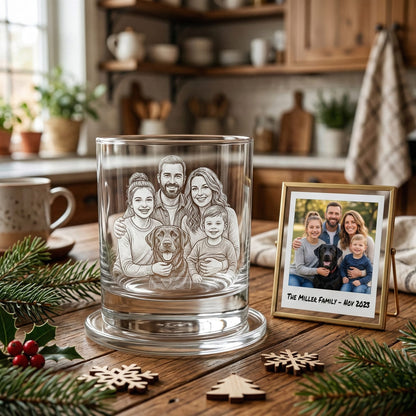 Custom Photo Dad Whiskey Glass | Photo Dad Portrait Gift | Father's Day Gifs | Gift For Father