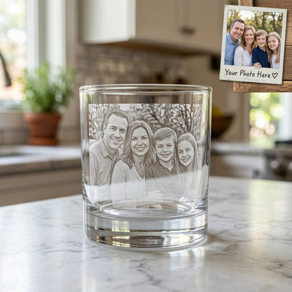 Custom Photo Dad Whiskey Glass | Engraved Photo Dad Portrait Gift | Father's Day Gifs | Gift For Dad